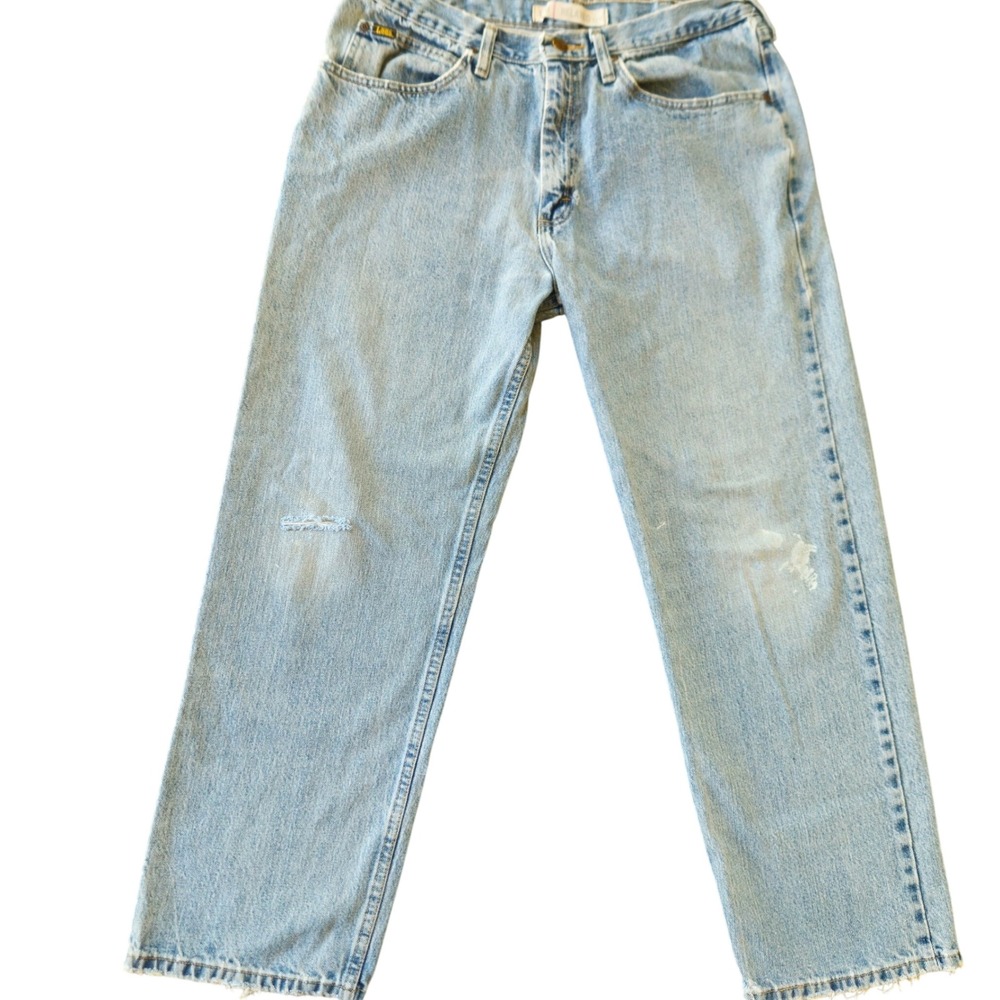 Lee Distressed Relaxed Fit Jeans 36x30 Lt Wash Paint Splatter Grunge Streetwear